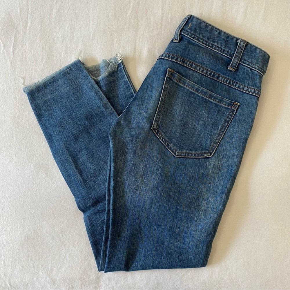 Free People Distressed Cropped Jeans in Tupelo Blue